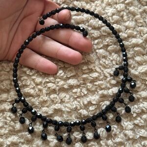 20s Vintage Black Flapper Bead Choker Necklace